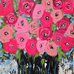 Blue and Pink Loose Floral